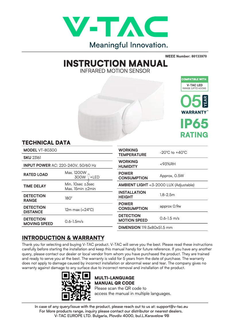 Página nº 1 - Manual de usuario V-TAC VT-80300