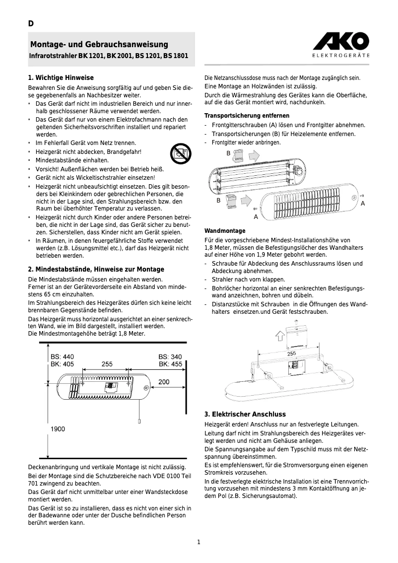 Imagen de la primera página del manual del dispositivo BK 2001