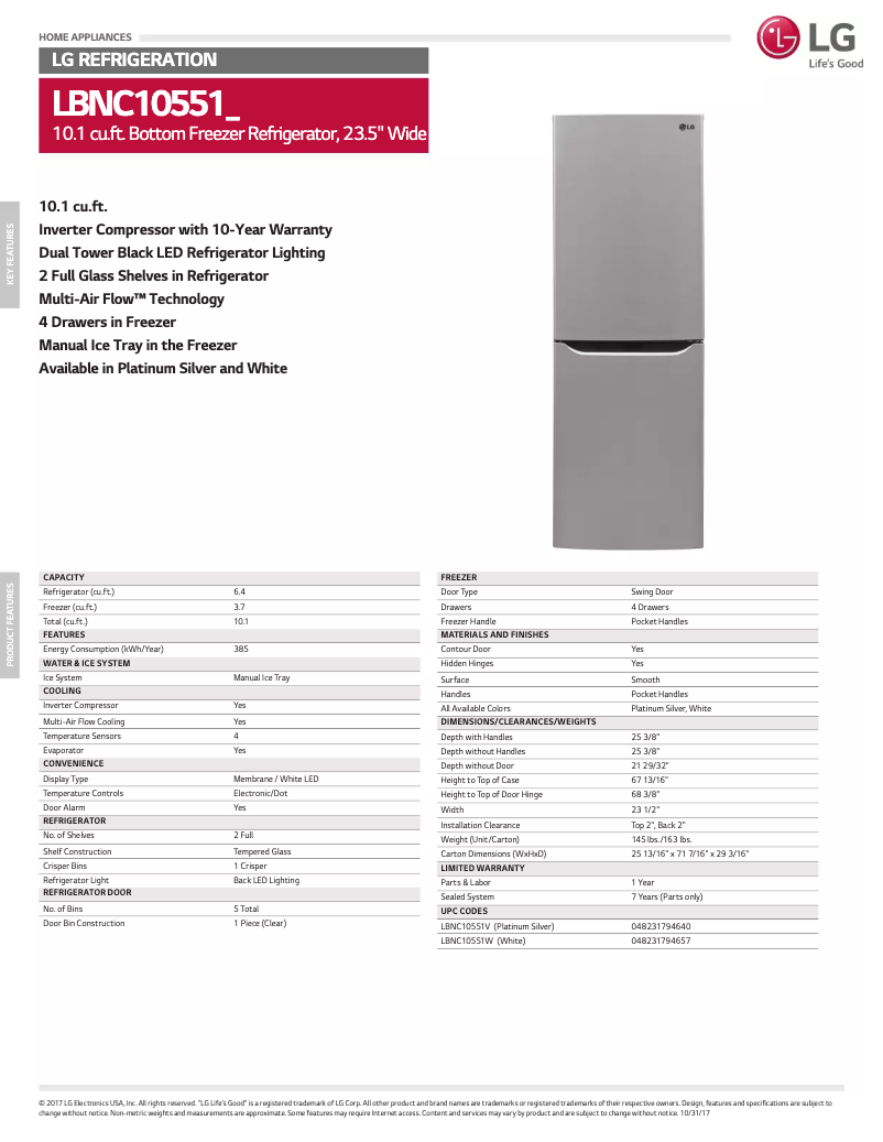 Página nº 1 - Ficha técnica LG LBNC10551