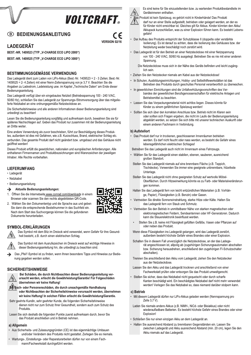 Imagen de la primera página del manual del dispositivo V-Charge Eco LiPo 3000