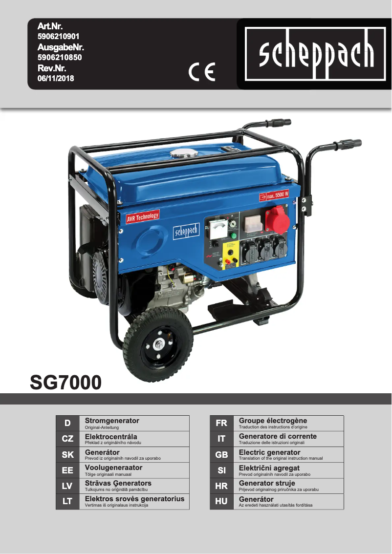 Página 1 del manual Manual de usuario Scheppach SG7000