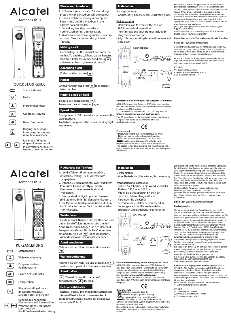 Imagen de la primera página del manual del dispositivo Temporis TIP12