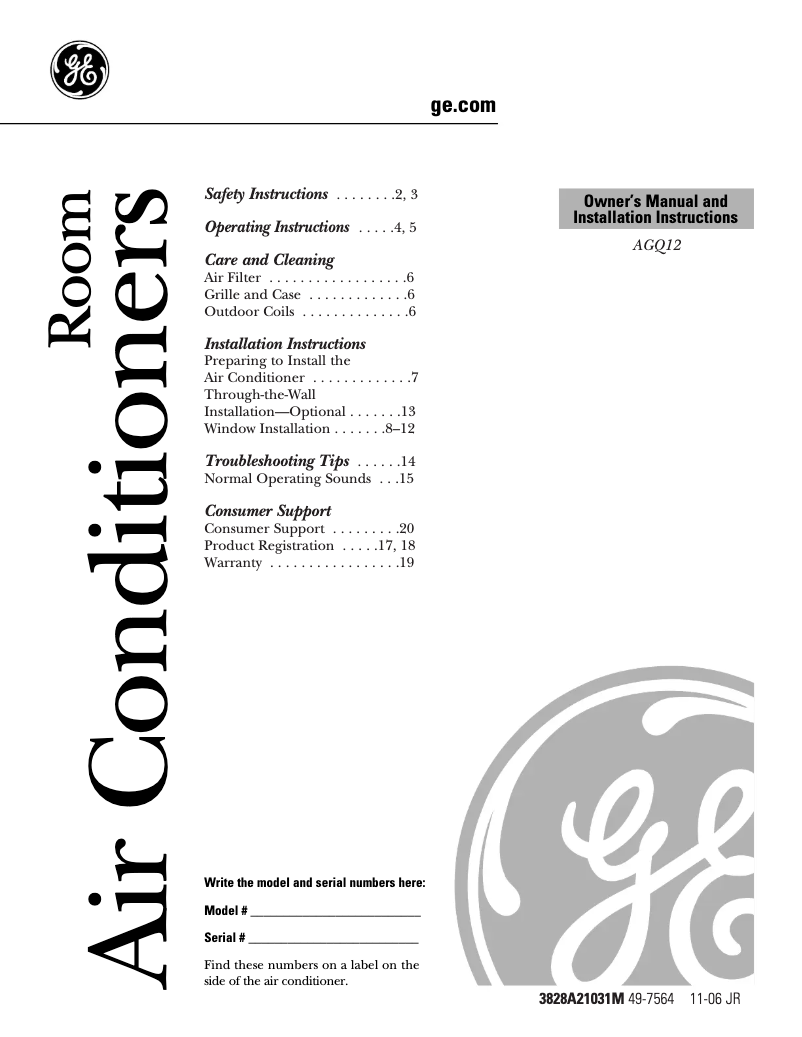 Imagen de la primera página del manual del dispositivo AGQ12DJ