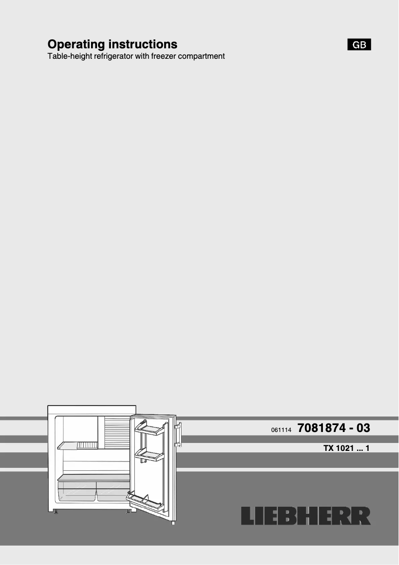 Página 1 del manual Manual de usuario Liebherr TX 1021 Comfort
