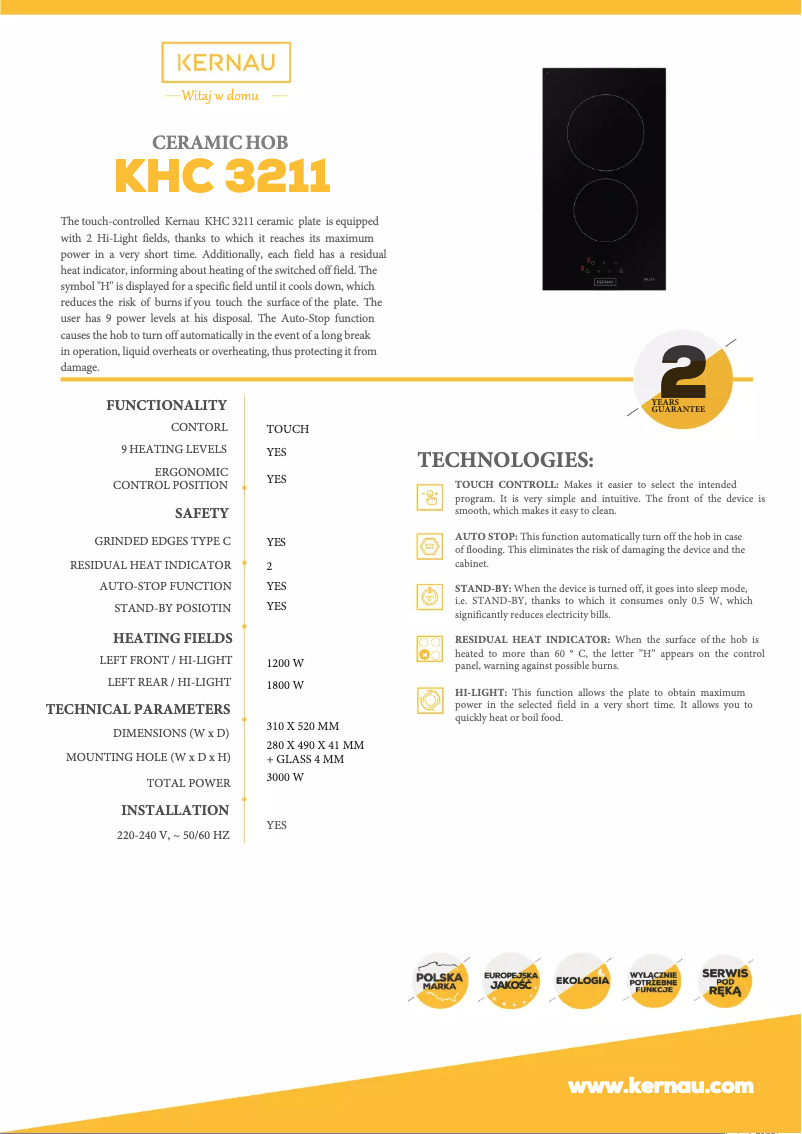 Imagen de la primera página del manual del dispositivo KHC3211
