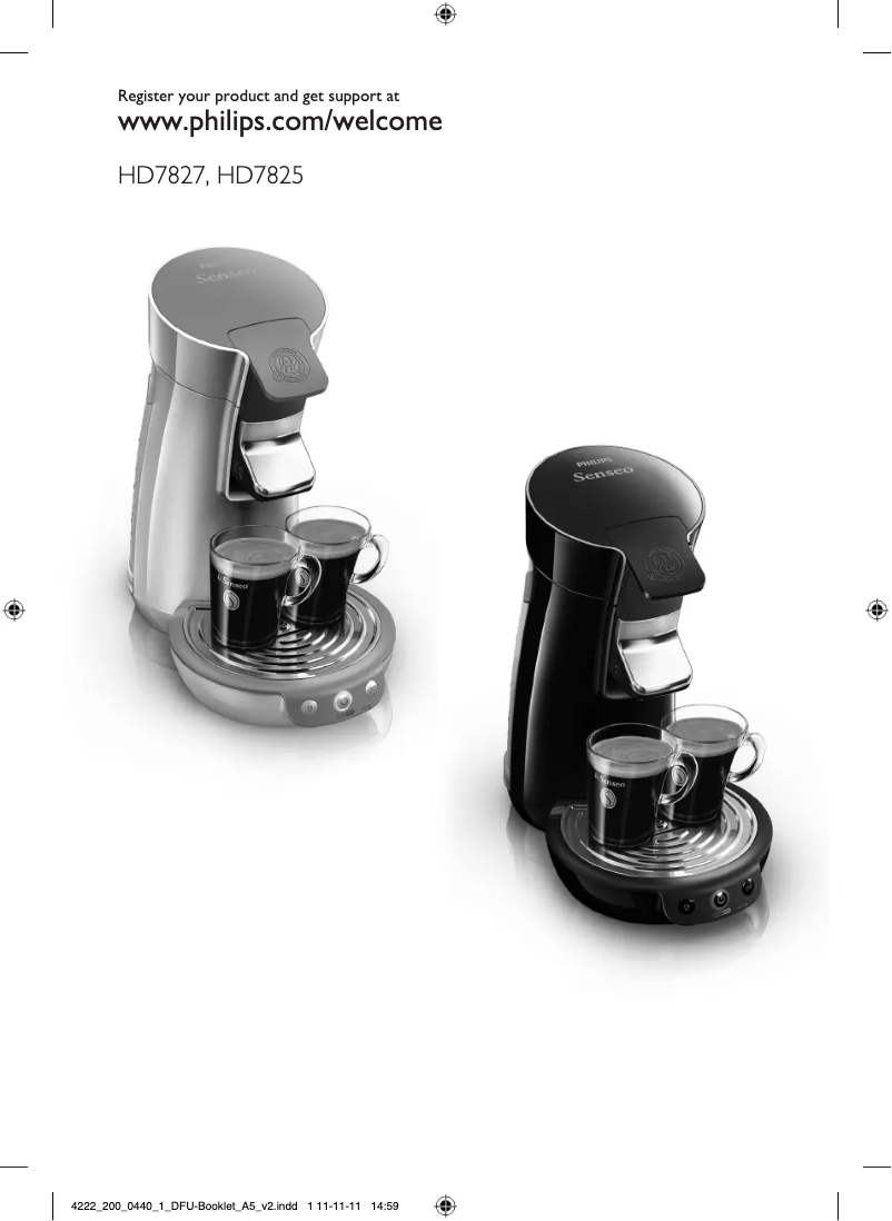 Imagen de la primera página del manual del dispositivo Senseo Viva Cafe HD7825