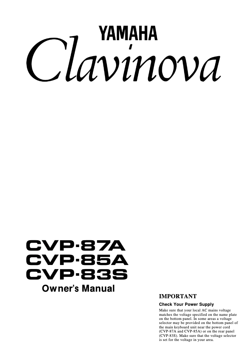 Página 1 del manual Manual de usuario Yamaha Clavinova CVP-87A