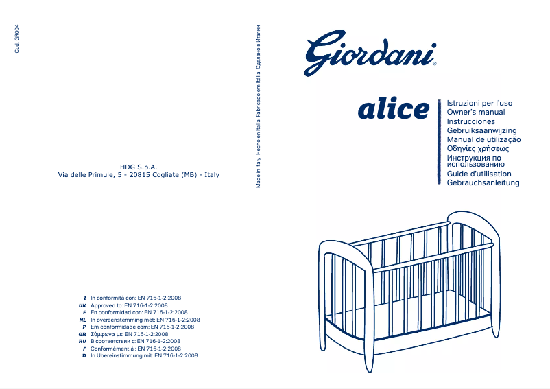 Página nº 1 - Manual de usuario Giordani Alice