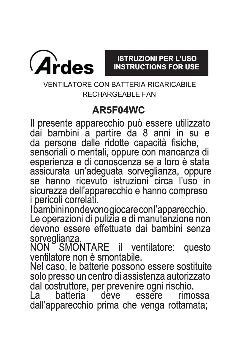 Página nº 1 - Manual de usuario Ardes AR5F04WC