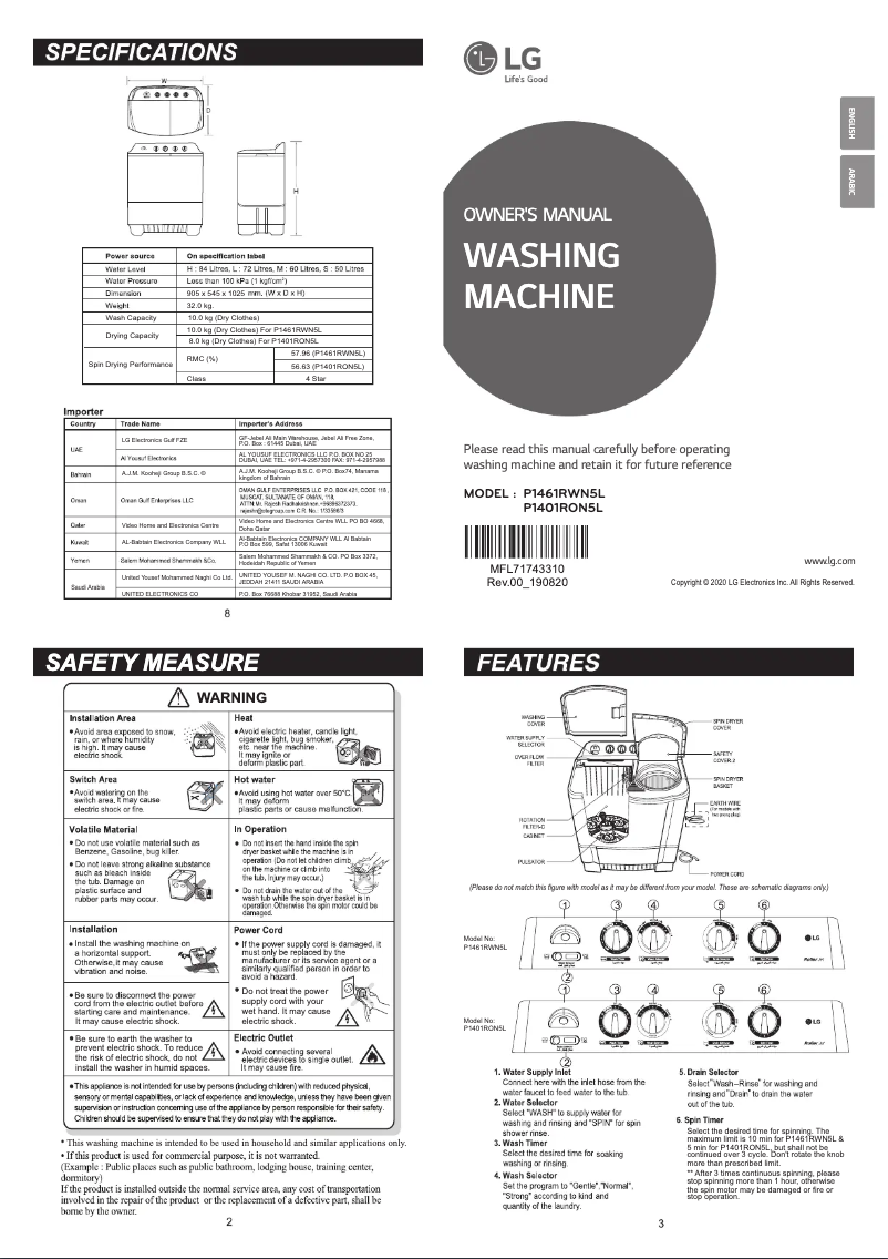 Página 1 del manual Manual de usuario LG P1461RWN5L