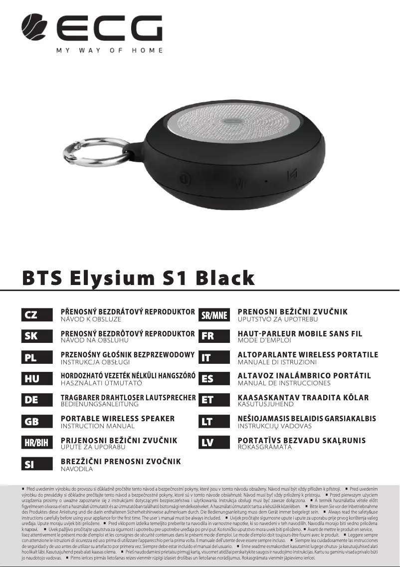 Imagen de la primera página del manual del dispositivo BTS Elysium S1