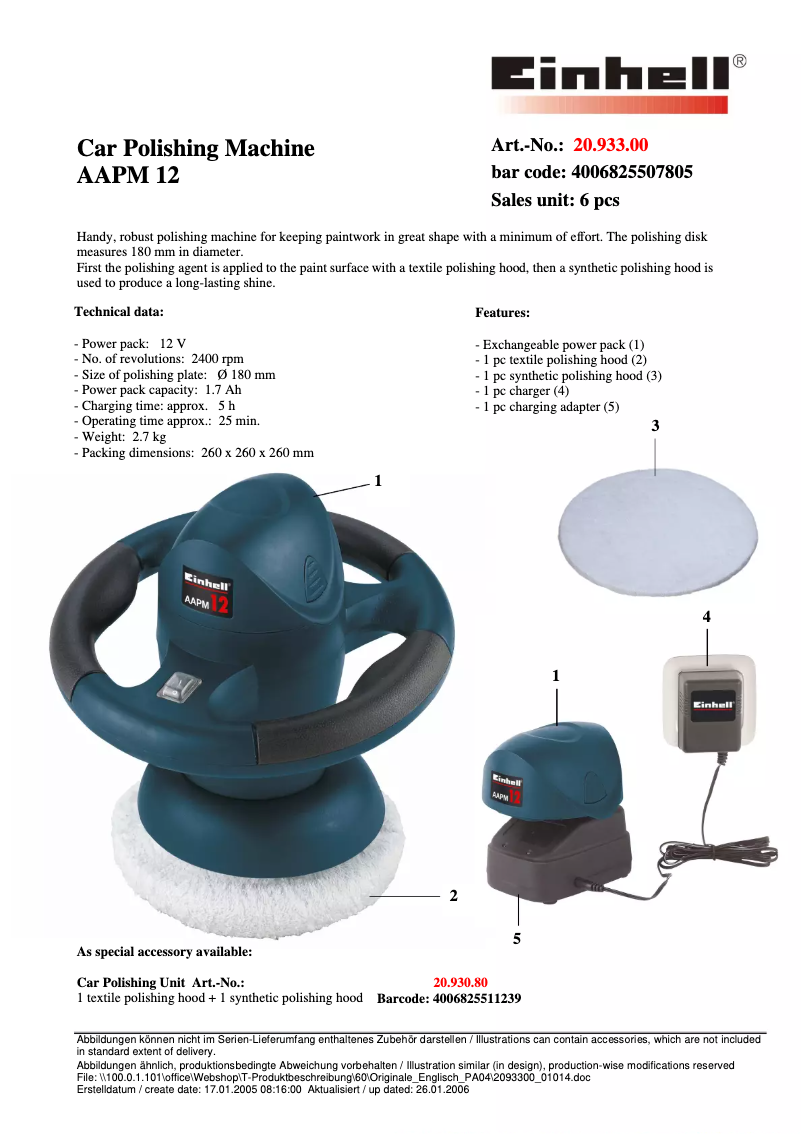 Página nº 1 - Ficha técnica Einhell AAPM 12