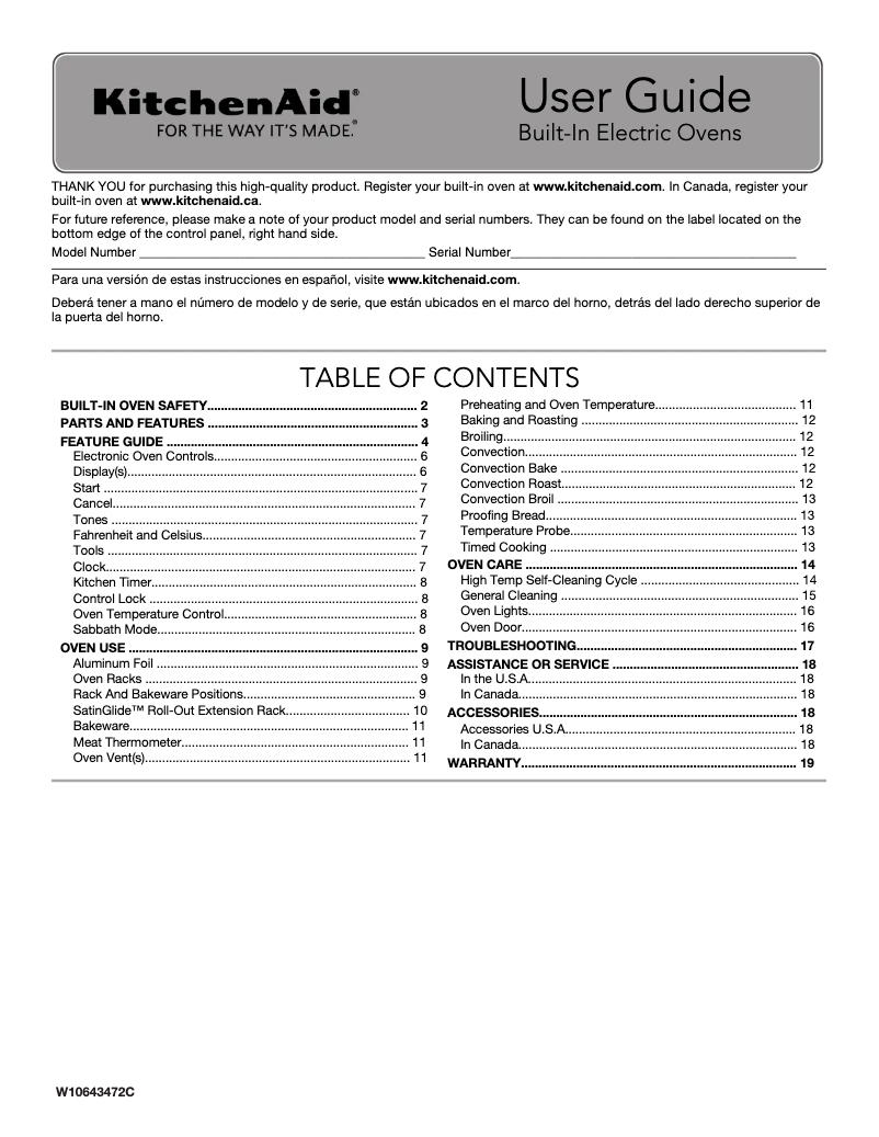 Página 1 del manual Manual de uso y mantenimiento KitchenAid KOCE500ESS