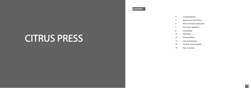Imagen de la primera página del manual del dispositivo Design Citrus Juicer Advanced