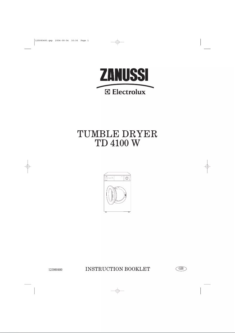 Página 1 del manual Manual de usuario Zanussi-Electrolux TD4100W