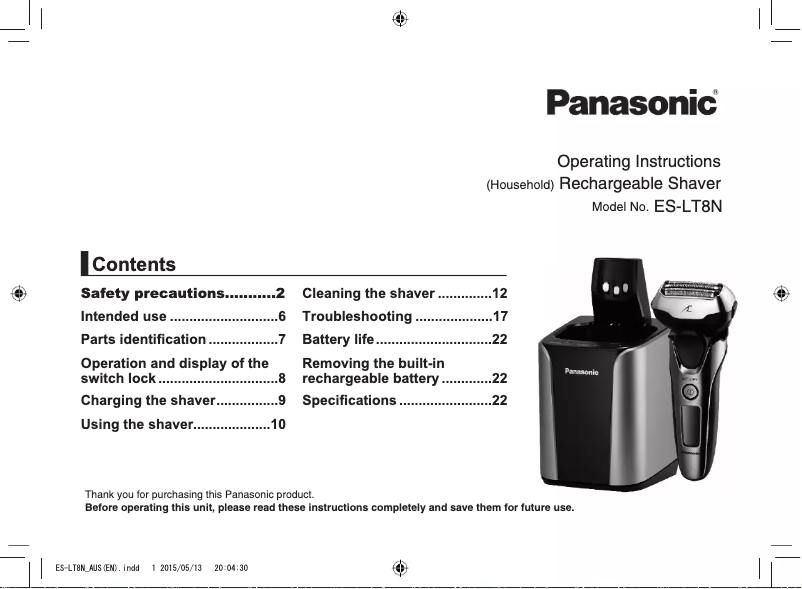 Imagen de la primera página del manual del dispositivo ES-LT8N