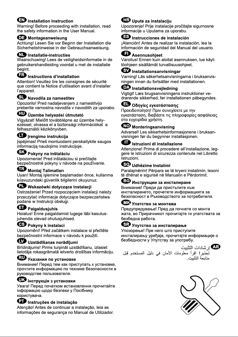 Página 1 del manual Guía de instalación Electrolux ELT9VE52U0