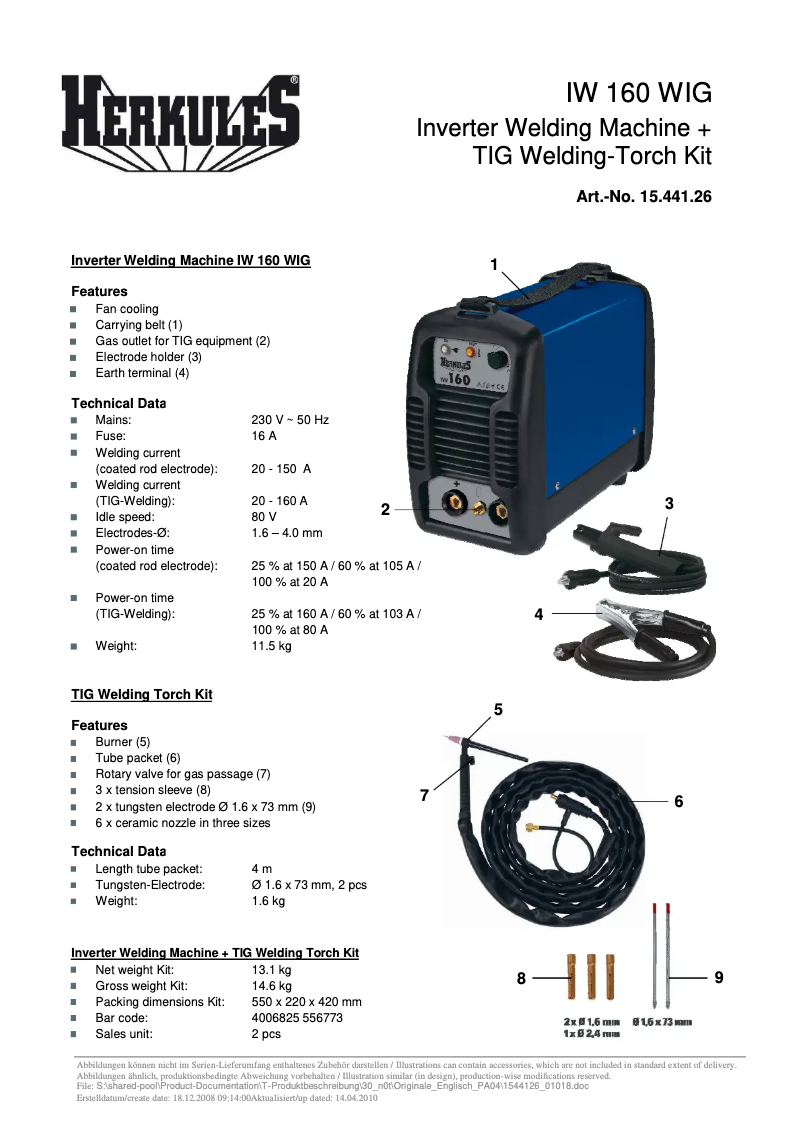 Página 1 del manual Manual de usuario Herkules IW 160 Wig