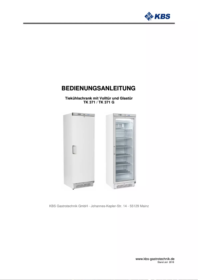 Página 1 del manual Manual de usuario KBS TK 371 G