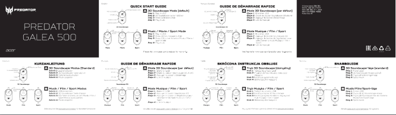 Imagen de la primera página del manual del dispositivo Predator Galea 500