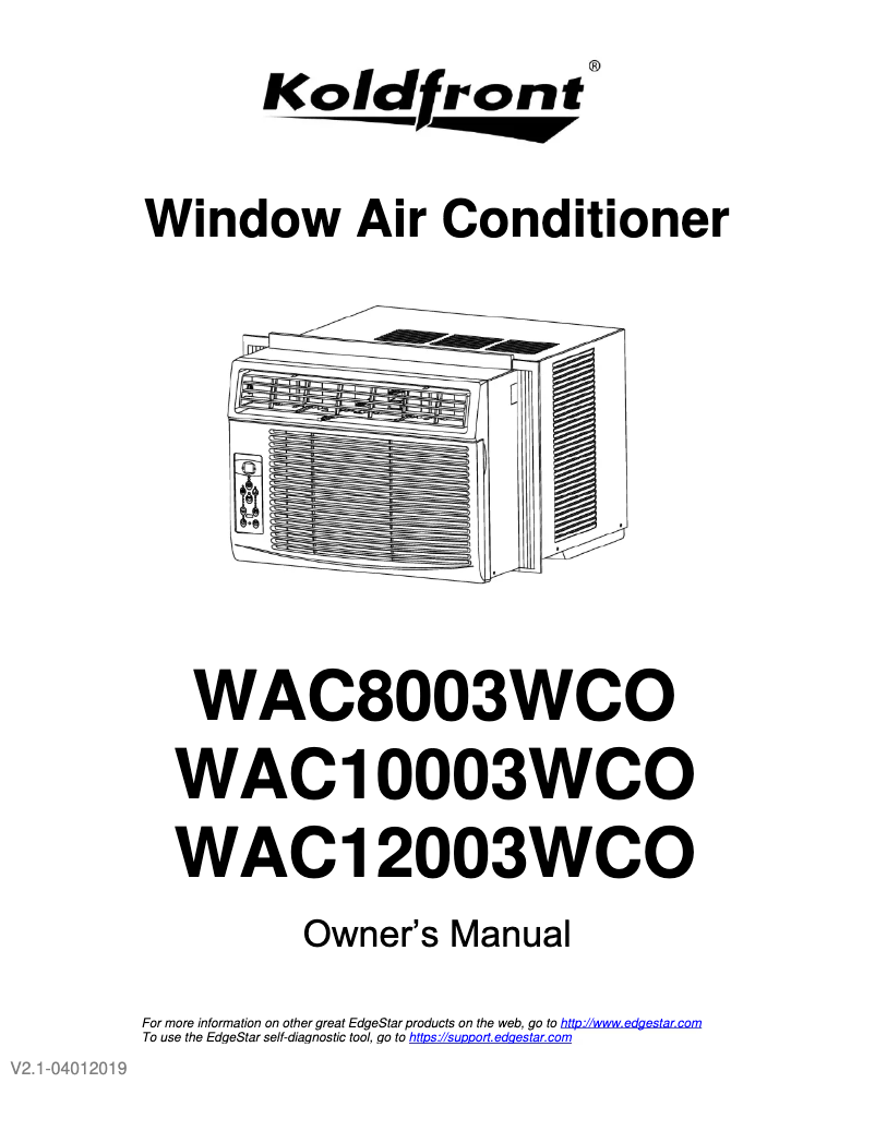 Página 1 del manual Manual de usuario Koldfront WAC8003WCO
