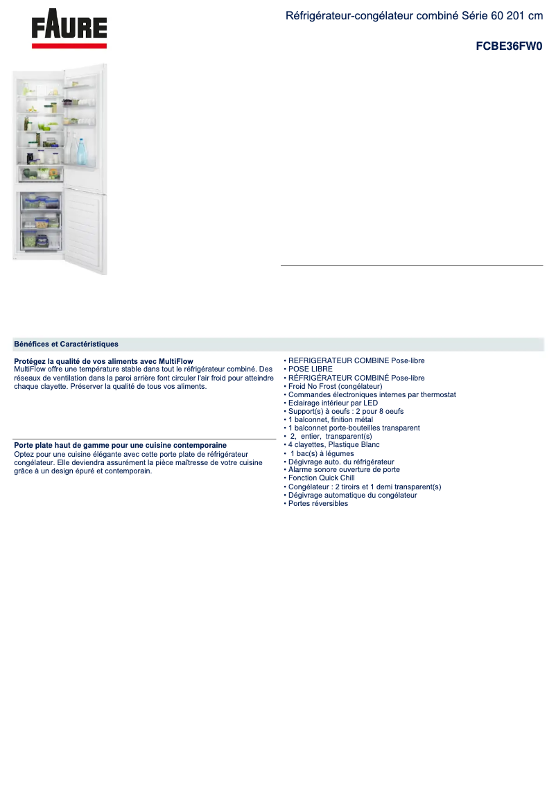 Página nº 1 - Ficha técnica Faure FCBE36FW0