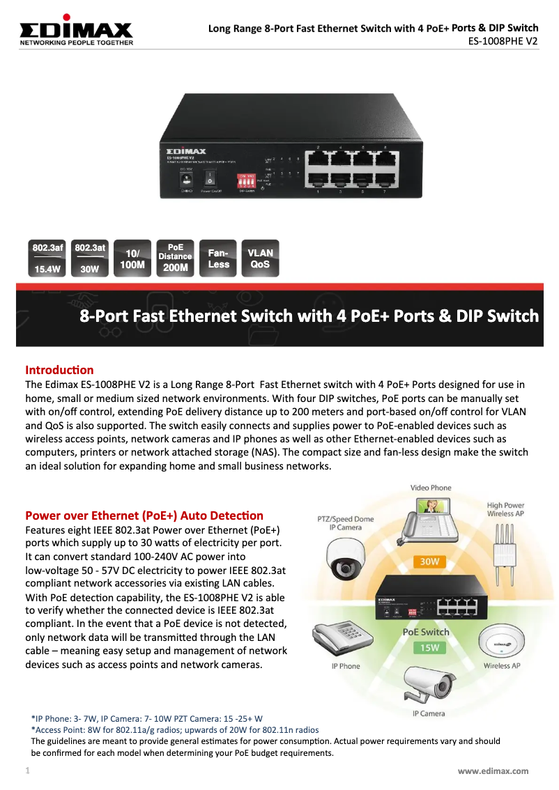 Página nº 1 - Ficha técnica Edimax ES-1008PHE V2