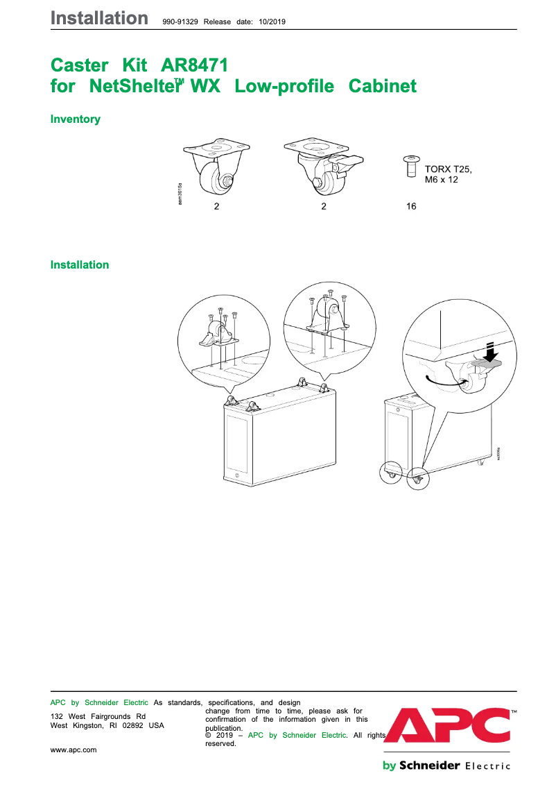 Imagen de la primera página del manual del dispositivo NetShelter AR8471
