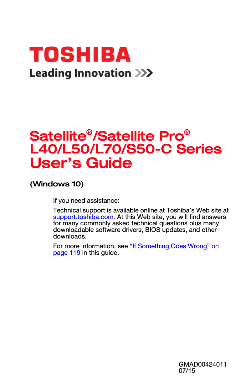 Página nº 1 - Manual de usuario Toshiba Satellite Pro L70
