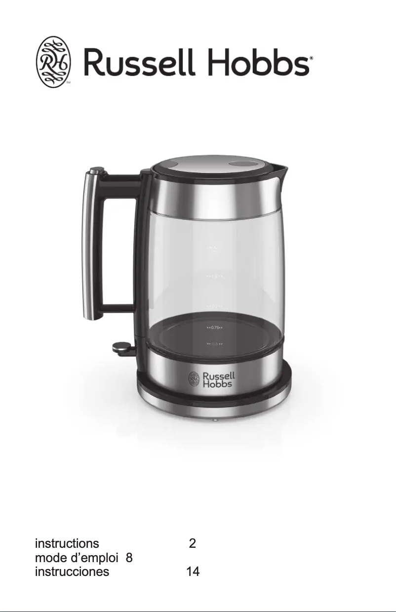 Página 1 del manual Manual de uso y mantenimiento Russell Hobbs Glass Accent KE7900