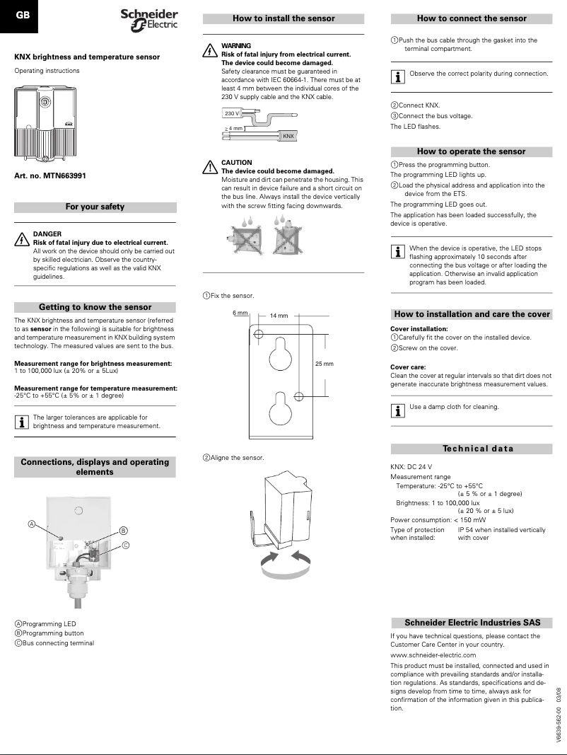 Página 1 del manual Manual de usuario Schneider MTN663991