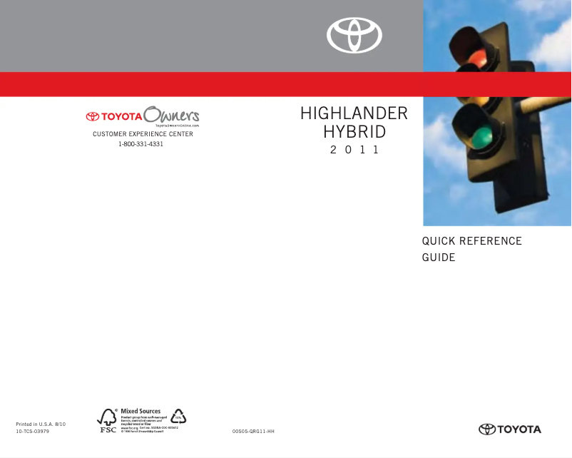 Página 1 del manual Manual de usuario Toyota Highlander Hybrid (2011)