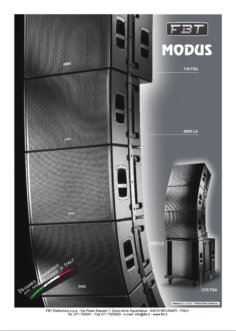 Página 1 del manual Manual de usuario FBT MODUS 215 FSA