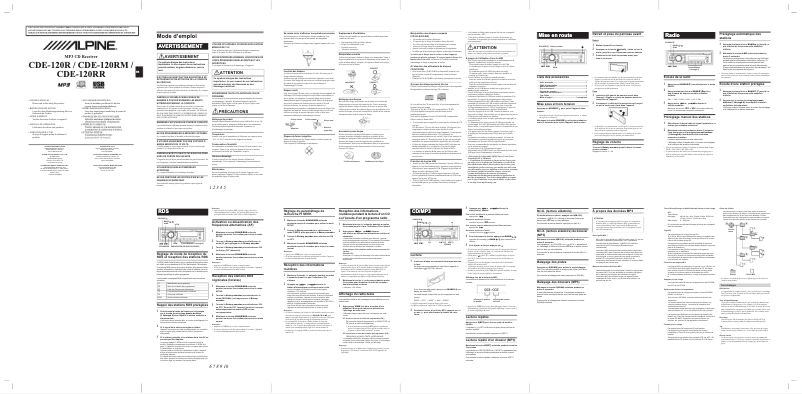 Imagen de la primera página del manual del dispositivo CDE-120R