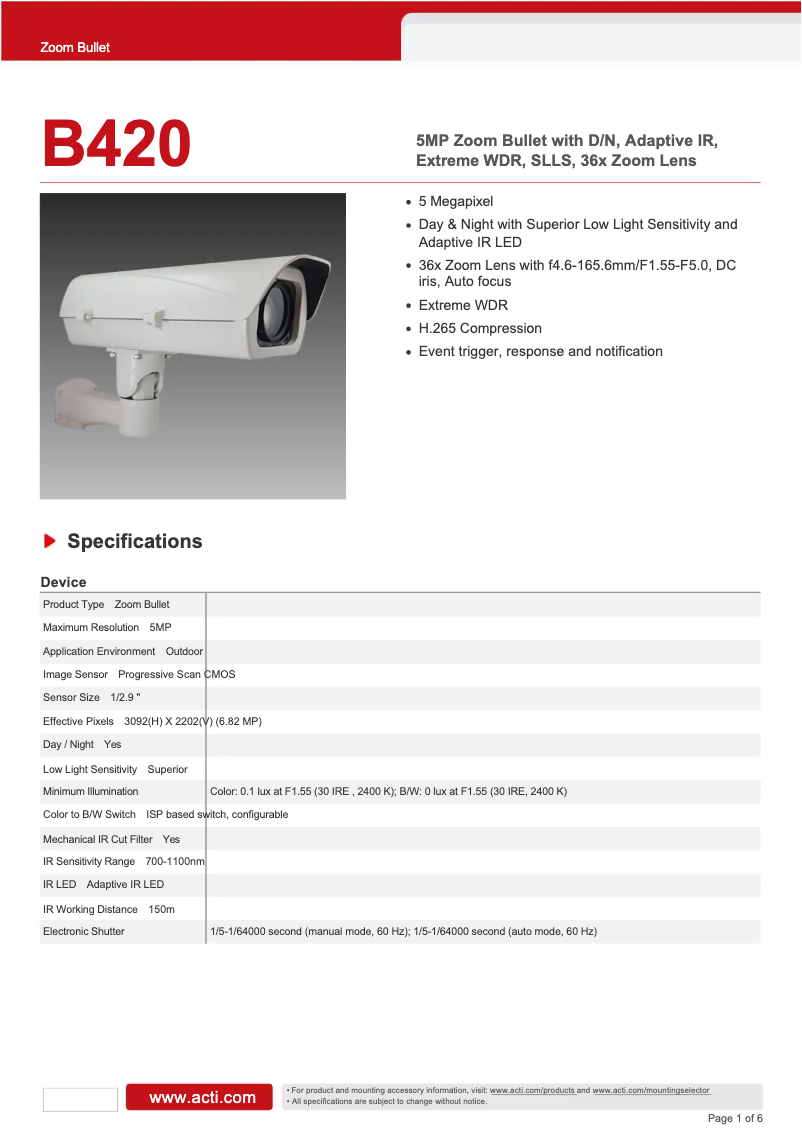 Imagen de la primera página del manual del dispositivo B420