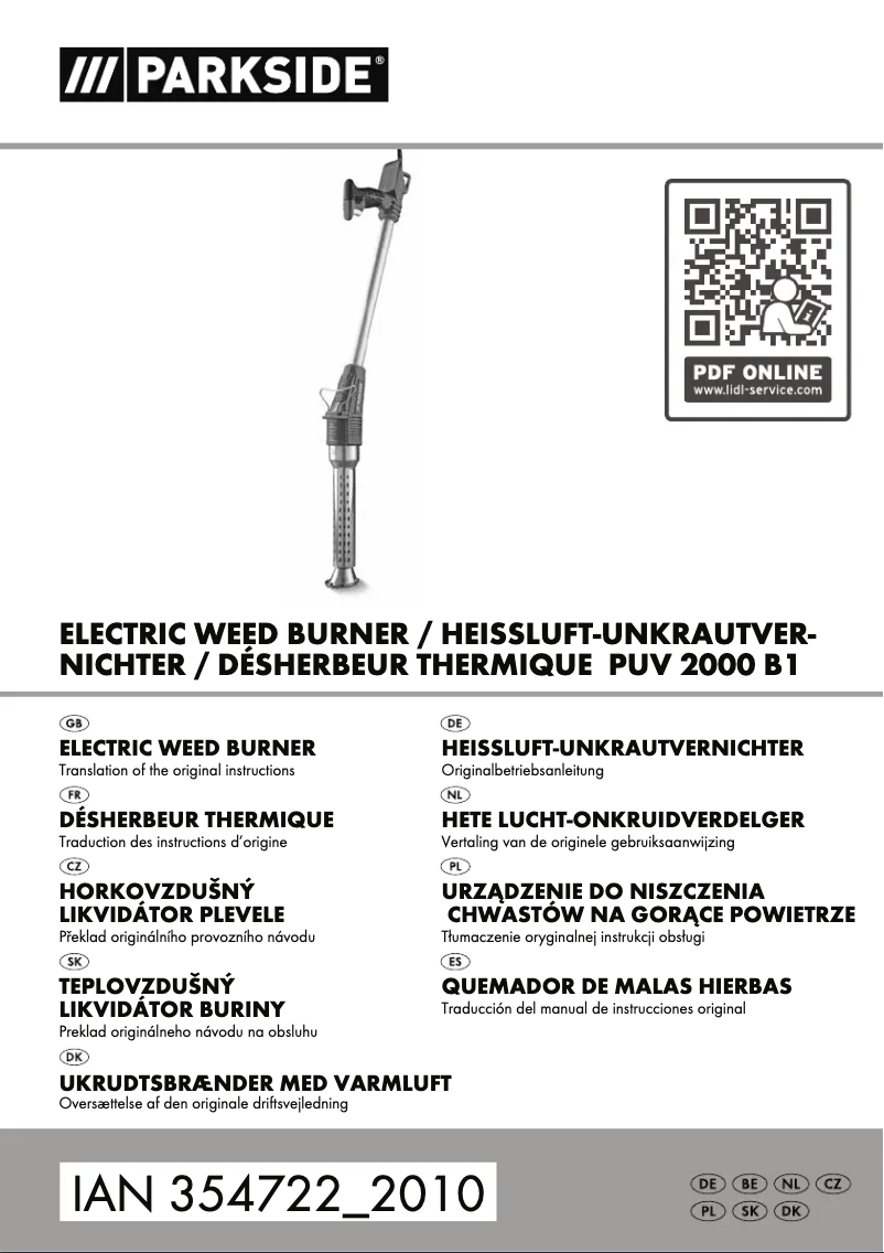 Página 1 del manual Manual de usuario Parkside PUV 2000 B1