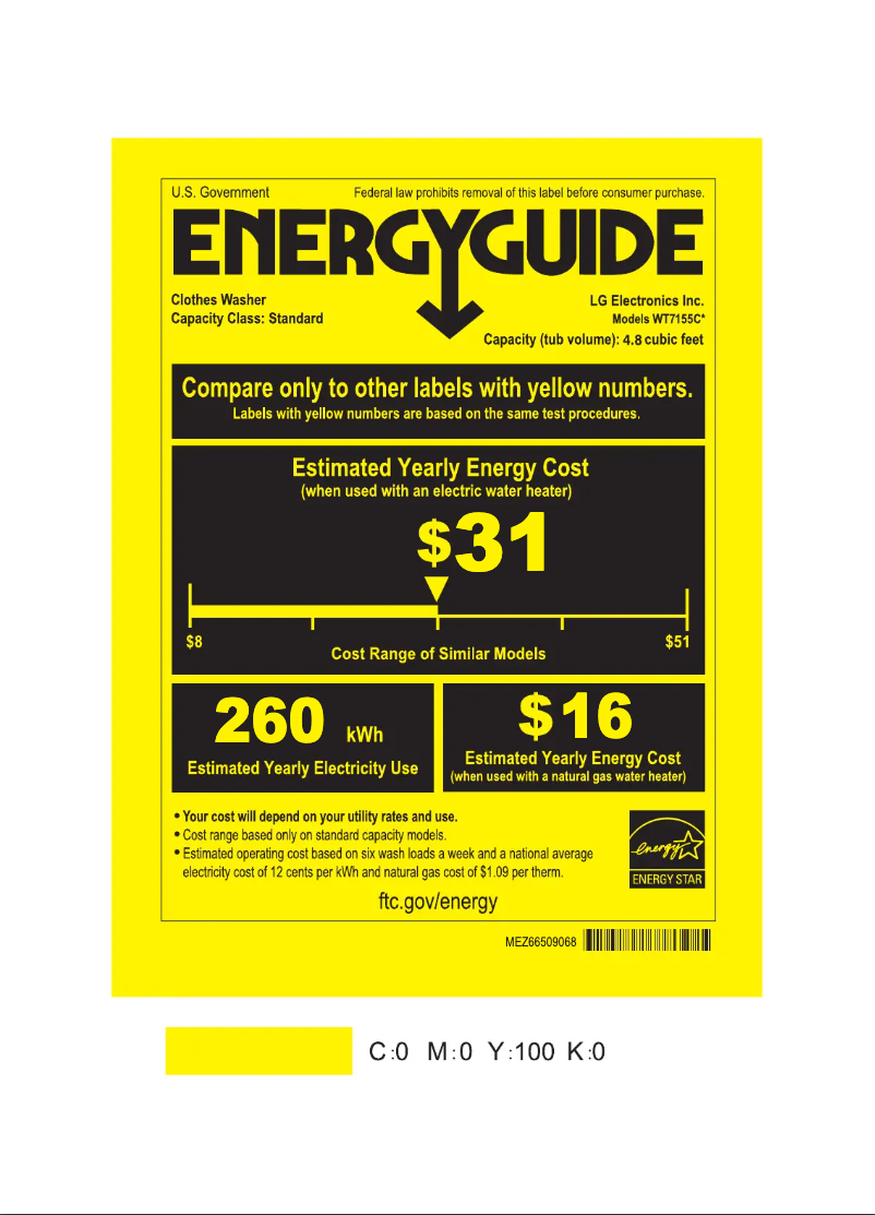 Página 1 del manual Etiqueta energética LG WT7155CW