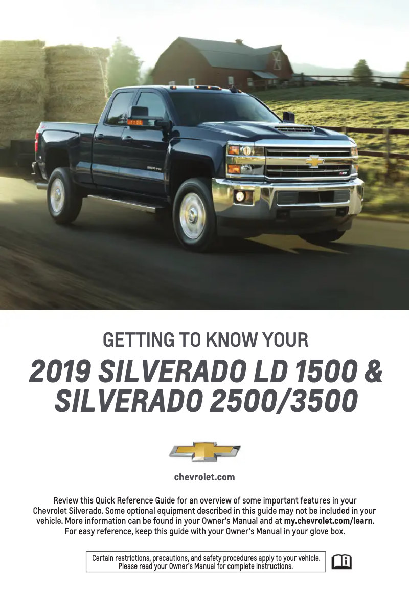 Página 1 del manual Guía de inicio rápido Chevrolet Silverado 2500 HD (2019)