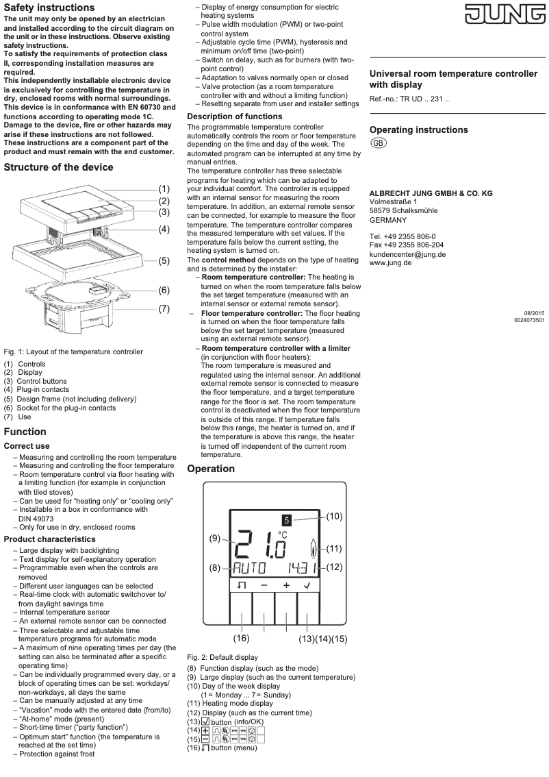 Imagen de la primera página del manual del dispositivo TRUDME231