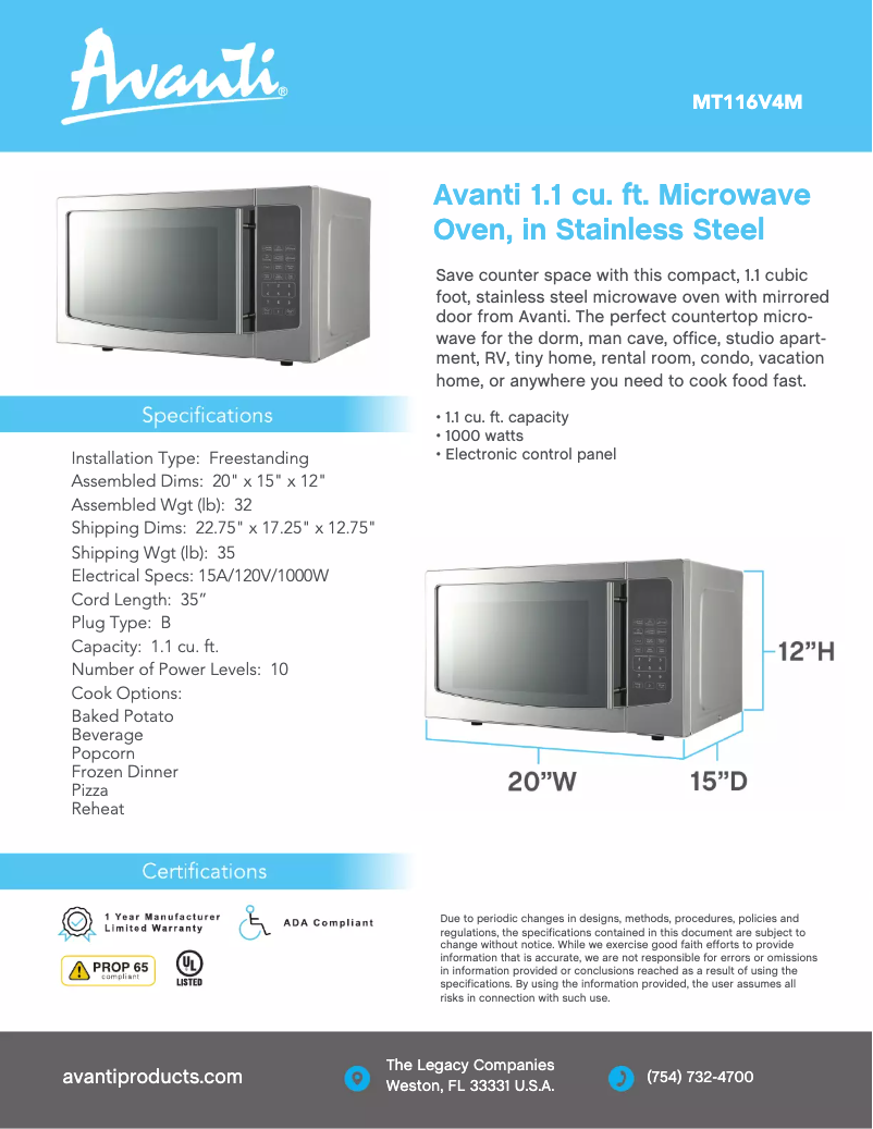 Imagen de la primera página del manual del dispositivo MT116V4M