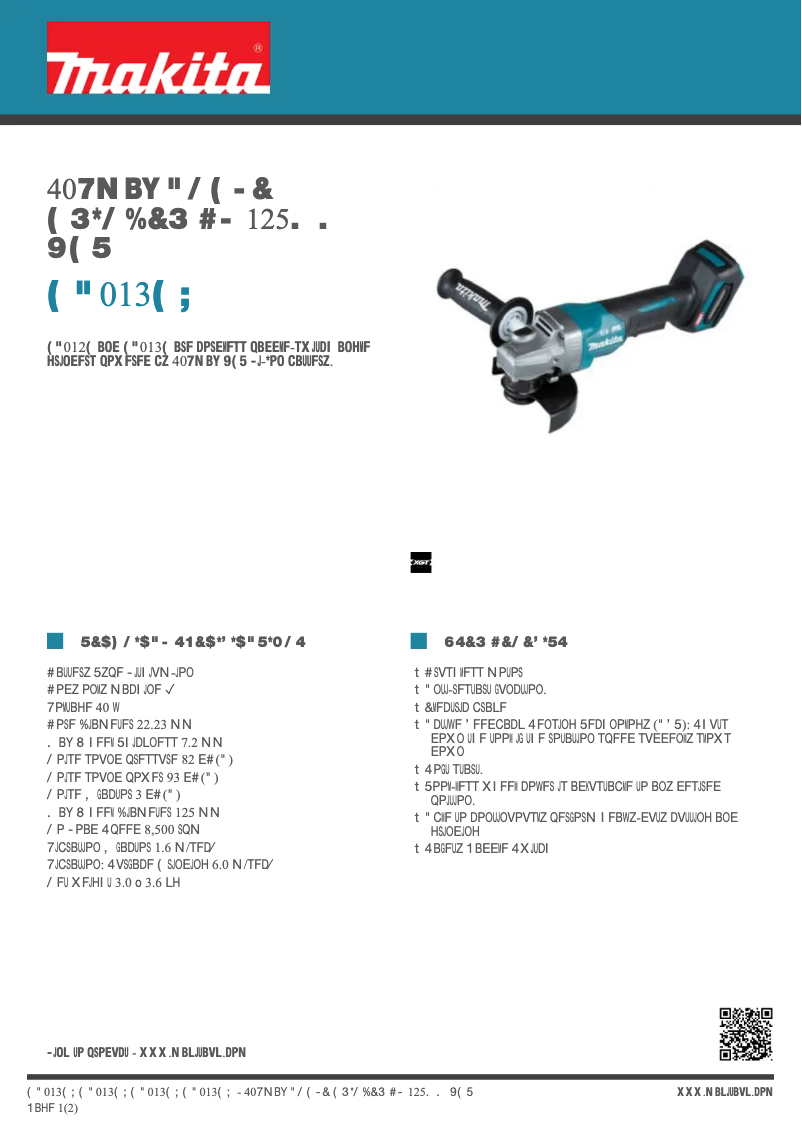 Página 1 del manual Ficha técnica Makita GA013GZ