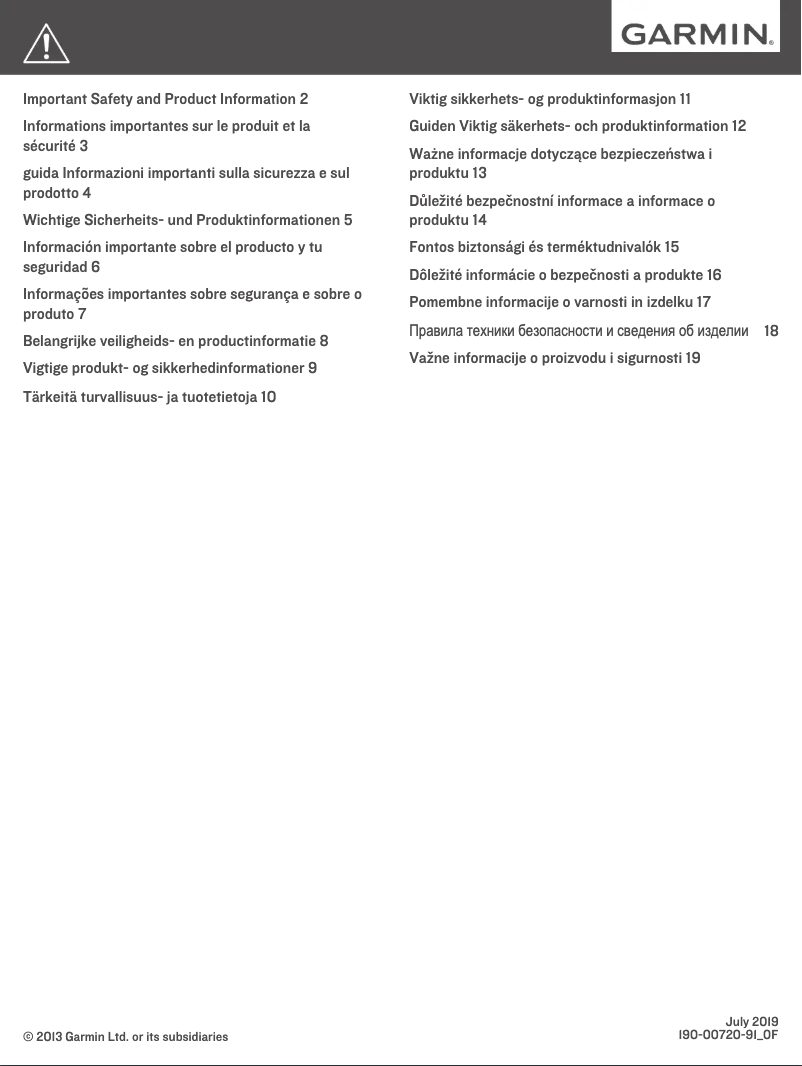 Página 1 del manual Instrucciones de seguridad Garmin Running Dynamics Pod