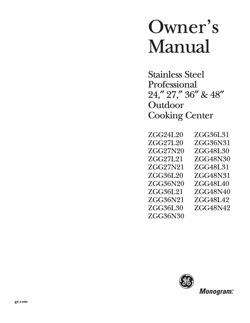 Imagen de la primera página del manual del dispositivo ZGG27L20CSS