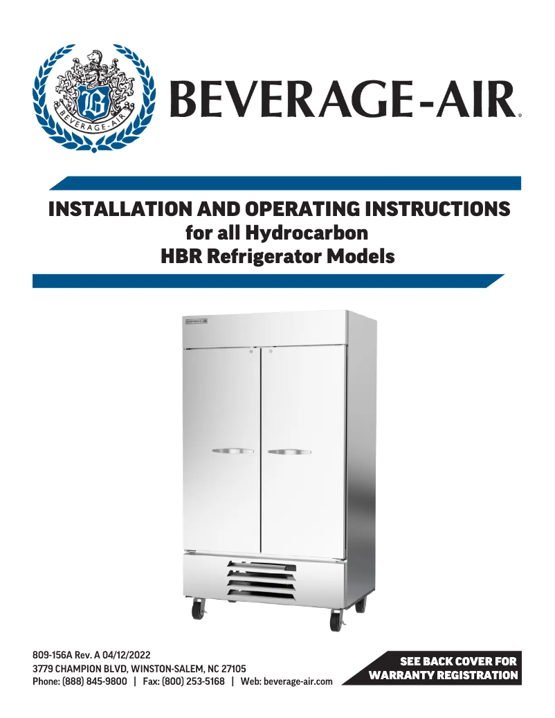 Página 1 del manual Manual de usuario Beverage-Air HBR27HC-1-HS