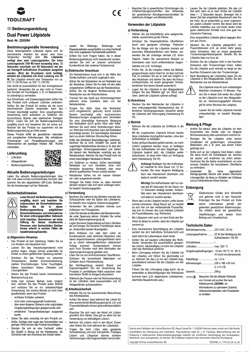 Página nº 1 - Manual de usuario Toolcraft LWK-100