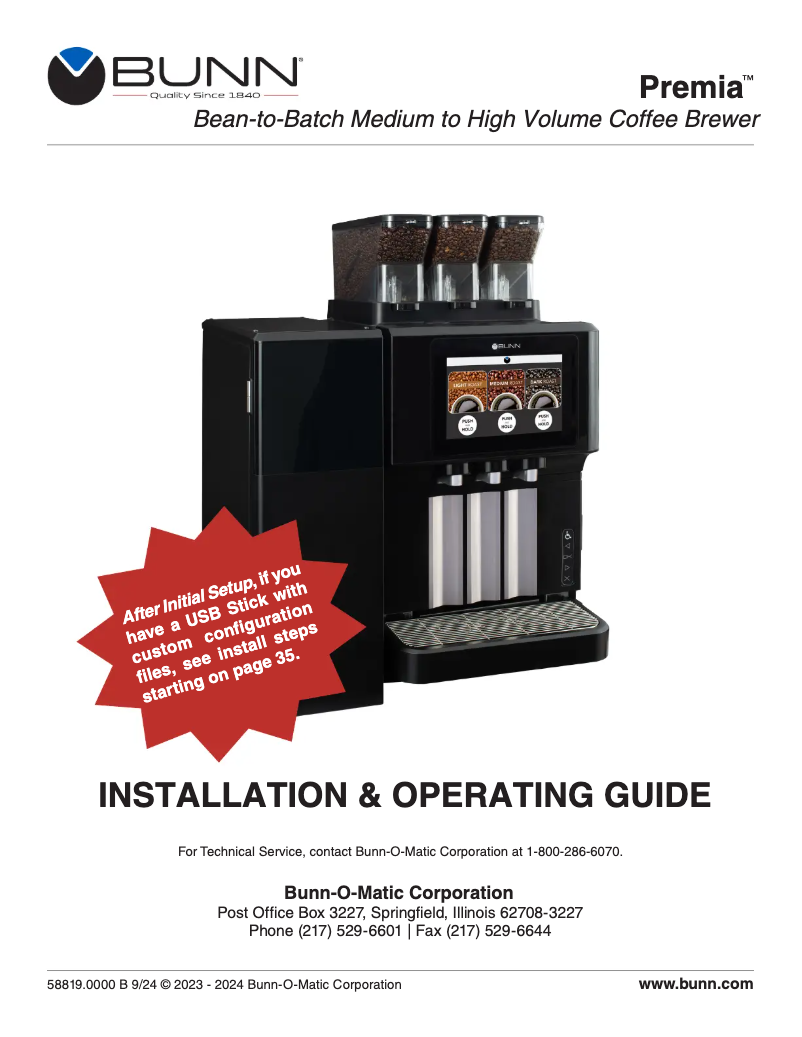 Imagen de la primera página del manual del dispositivo Premia 208-240V