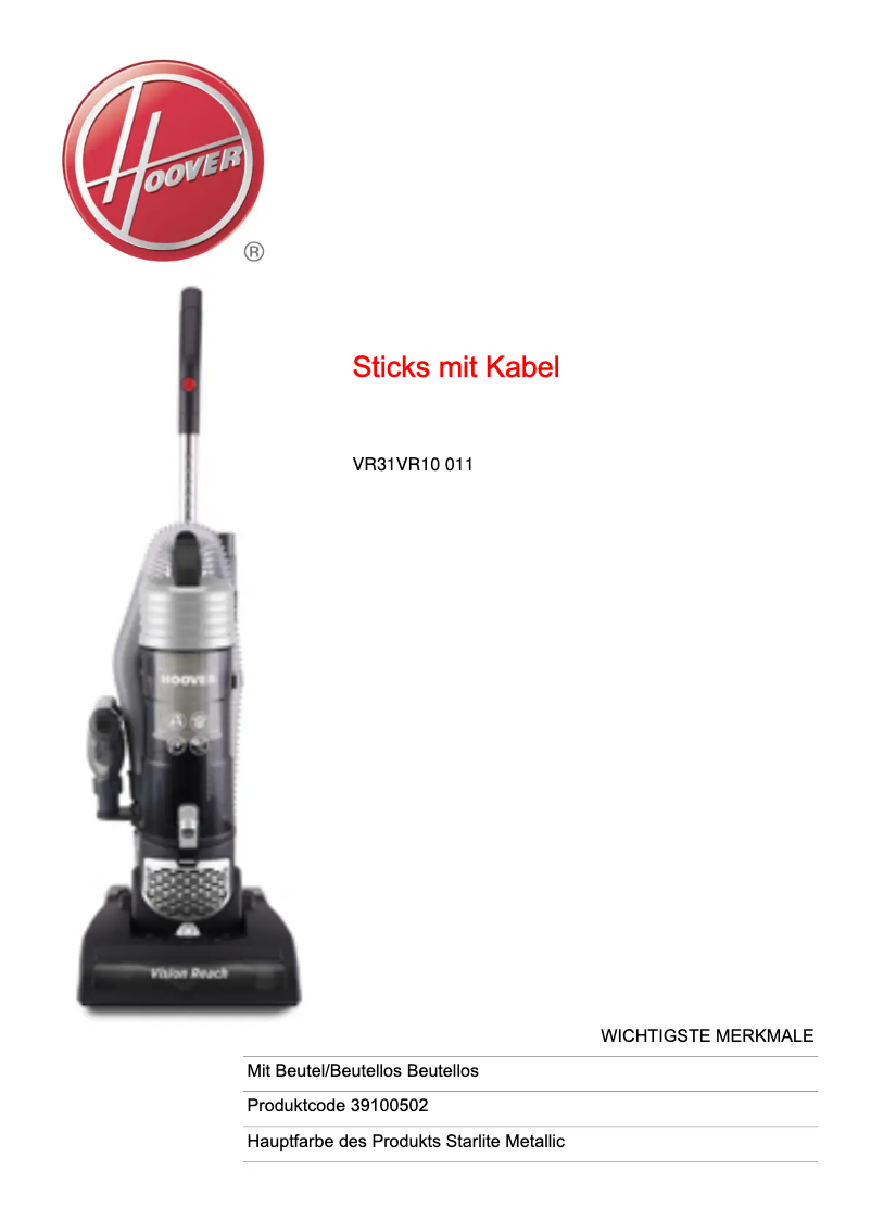 Imagen de la primera página del manual del dispositivo Vision Reach VR31VR10 011