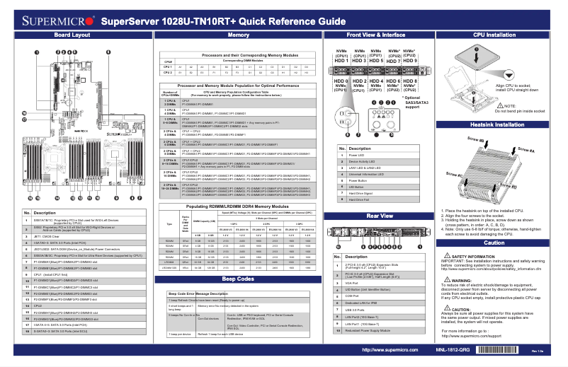 Imagen de la primera página del manual del dispositivo SuperServer 1028U-TN10RT+