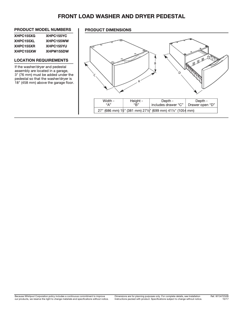 Imagen de la primera página del manual del dispositivo XHPC155X