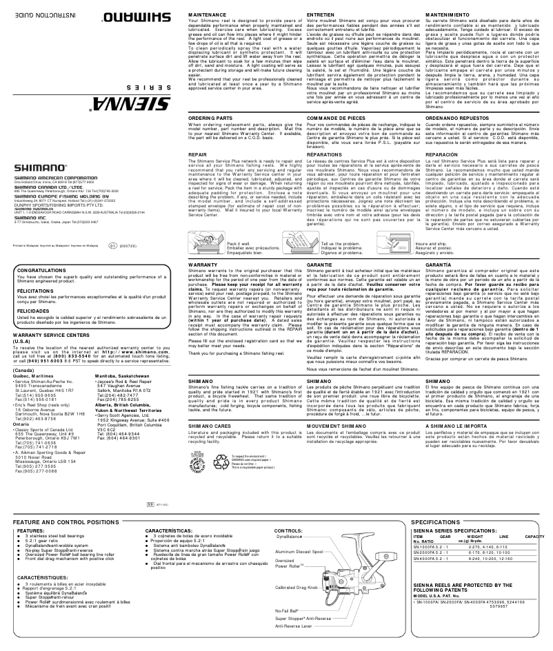 Imagen de la primera página del manual del dispositivo Sienna 2000FA